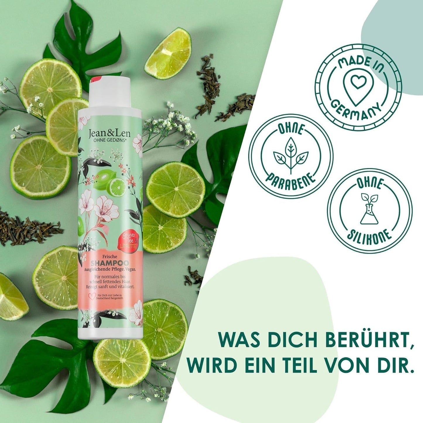Jean & Len Green Tea & Lime champú hidratante, para cabello normal a graso, 300 ml Ducha y baño Jean & Len Green Tea & Lime