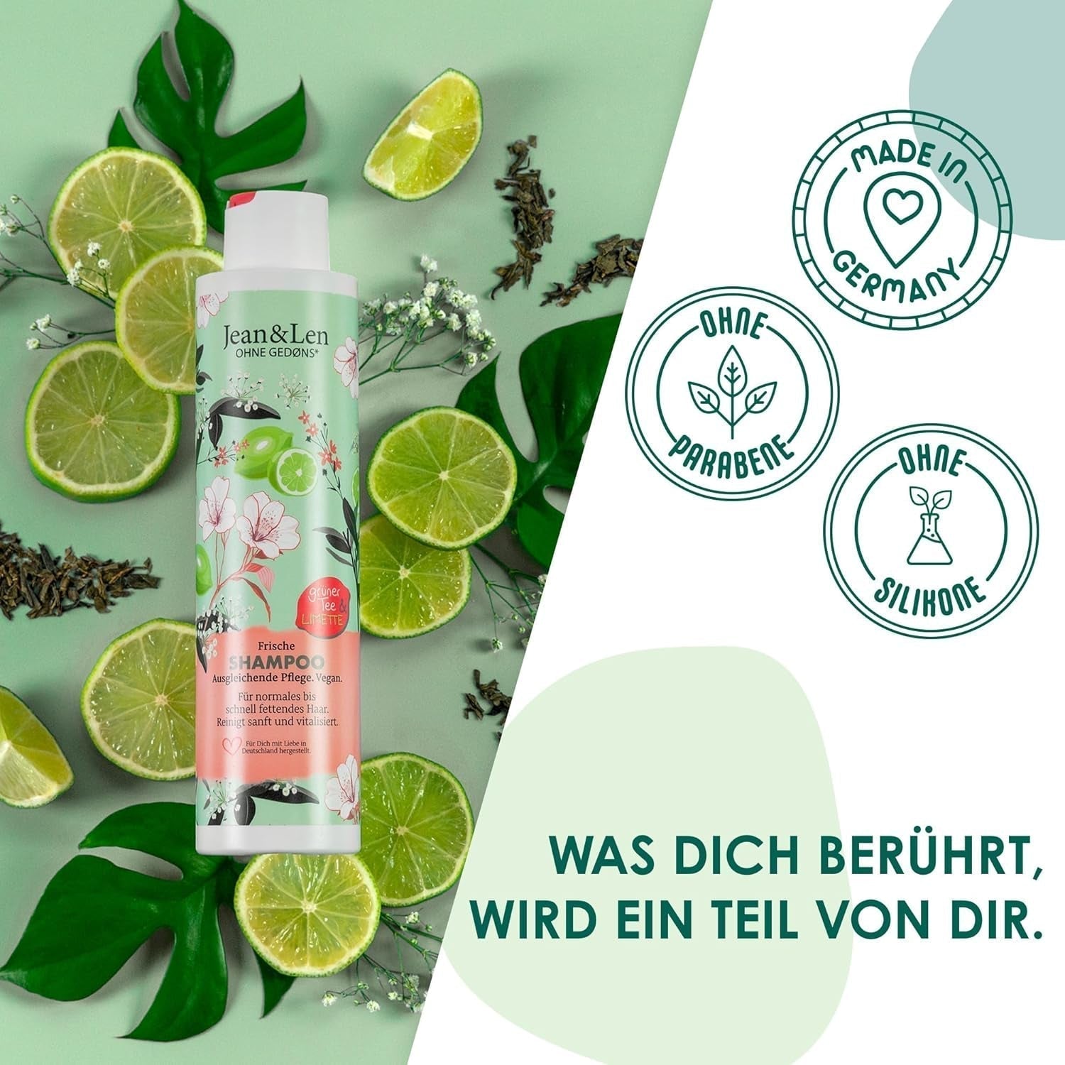 Jean & Len Green Tea & Lime champú hidratante, para cabello normal a graso, 300 ml Ducha y baño Jean & Len Green Tea & Lime