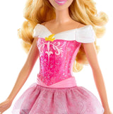 Mattel Princesa Aurora DISNEY - Muñeca con traje típico, zapatos y tiara desmontables, top brillante y falda estampada desmontable, pelo largo para peinar, HLW09 Naty Shop Dolls
