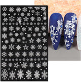 JMEOWIO Nagelsticker Weihnachten Weiß Glitter 8 Blatt Nail Art Sticker Selbstklebend Nagelaufkleber Schneeflocke Decoración navideña Nageldesign Zubehör