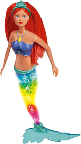 Simba 105733656 - Steffi Love Muñeca Sirena Brillante (39 cm) - Sirena Brillante Que Cambia de Color Arco Iris Luminoso Juguete Impermeable para Niños de 3 años en adelante