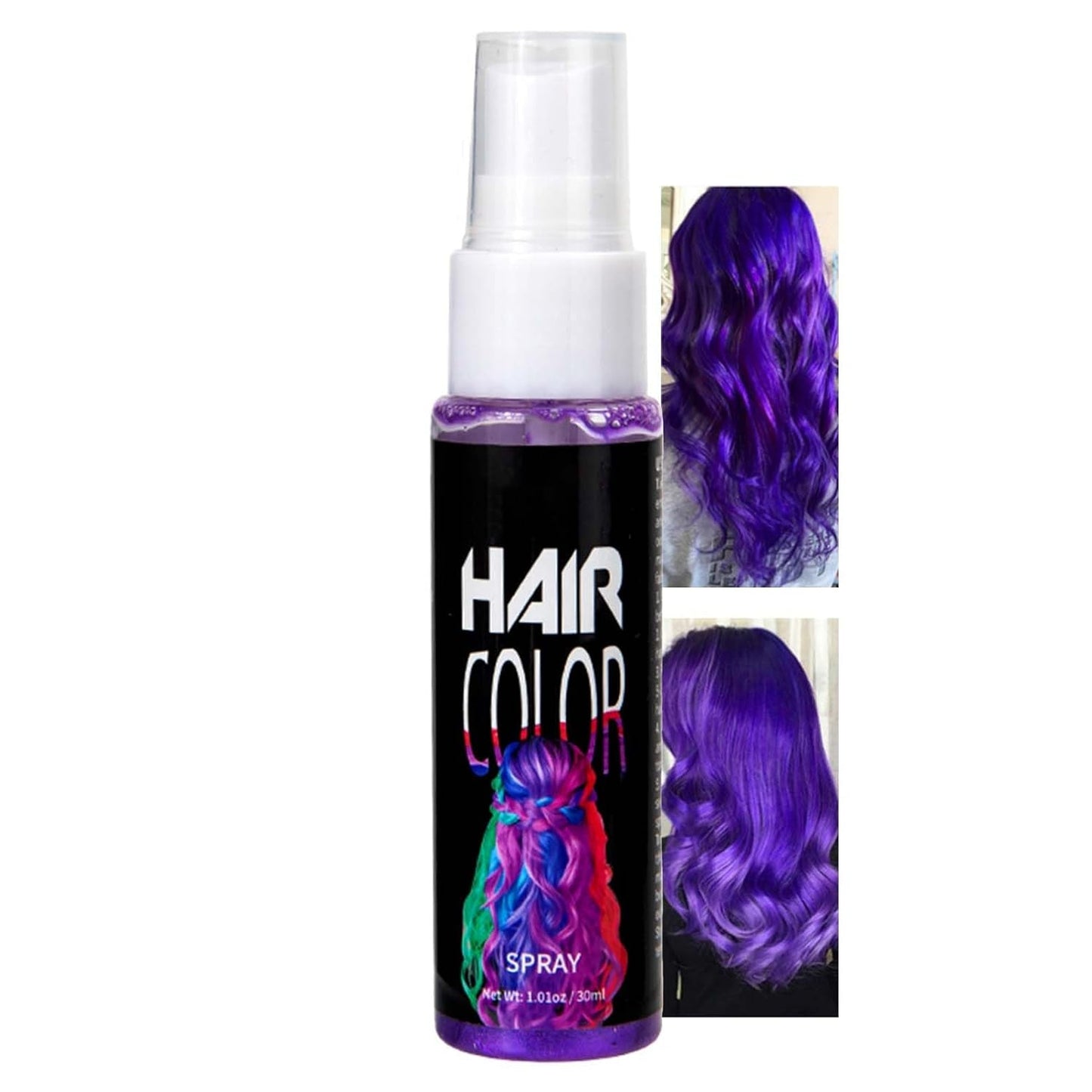Color en Spray para el Cabello, Tinte Temporal en Spray Rojo, Tinte para el Cabello de Color Rojo, Tinte para el Cabello Lavable, Spray de Color Rojo Vivo, Tinte para el Cabello Instantáneo, Tinte para el Cabello para Carnaval, Halloween, Cosplay, Fiesta Naty Shop Tinte para el Cabello Violeta 30 Ml (1 Paquete)
