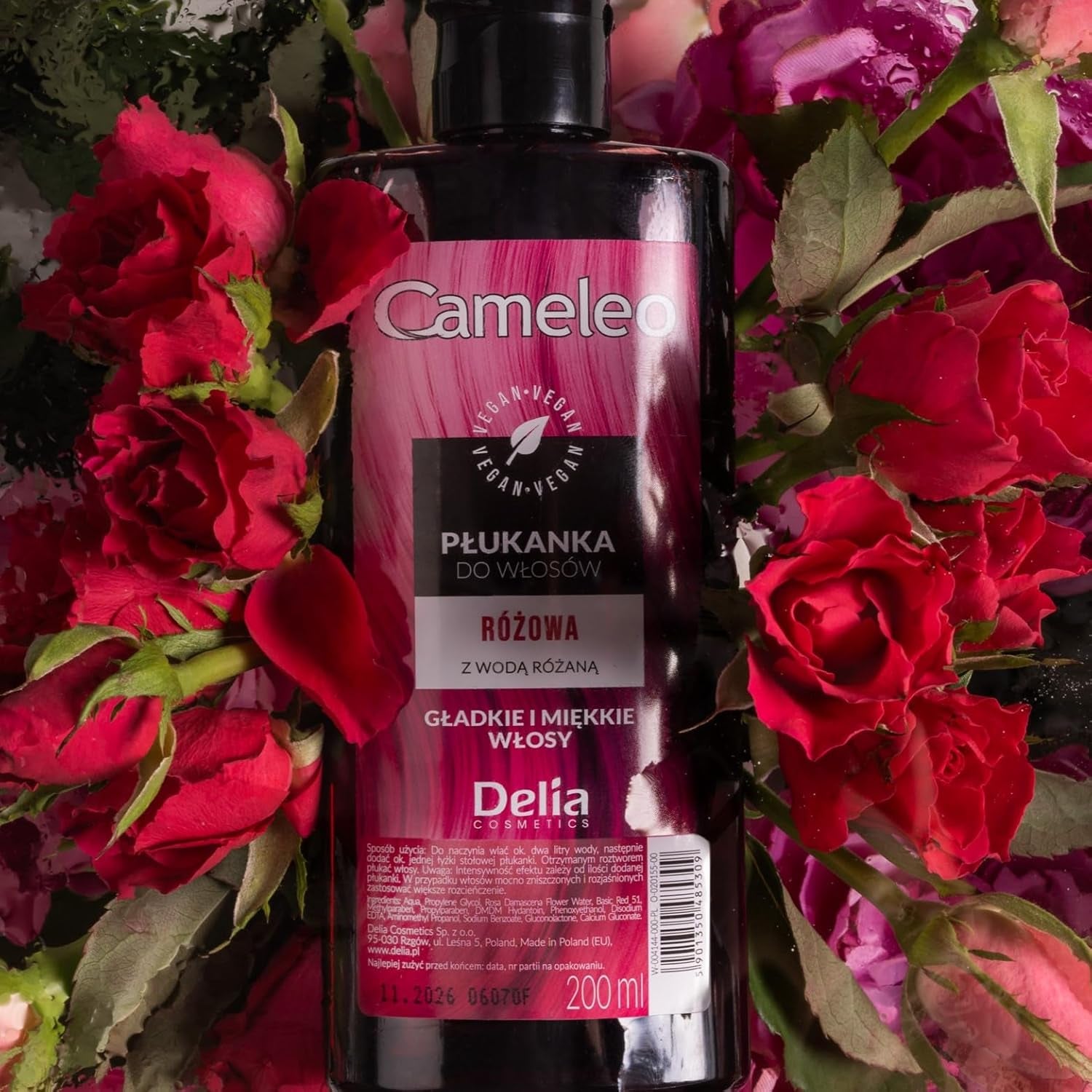 Cameleo - Tónico para el cabello rosa agua de rosas sin tinte amarillo Color de cabello semipermanente - Para cabello rubio y gris - Color y cuidado - Sin parabenos | 200 ml tinte para el cabello Naty Shop