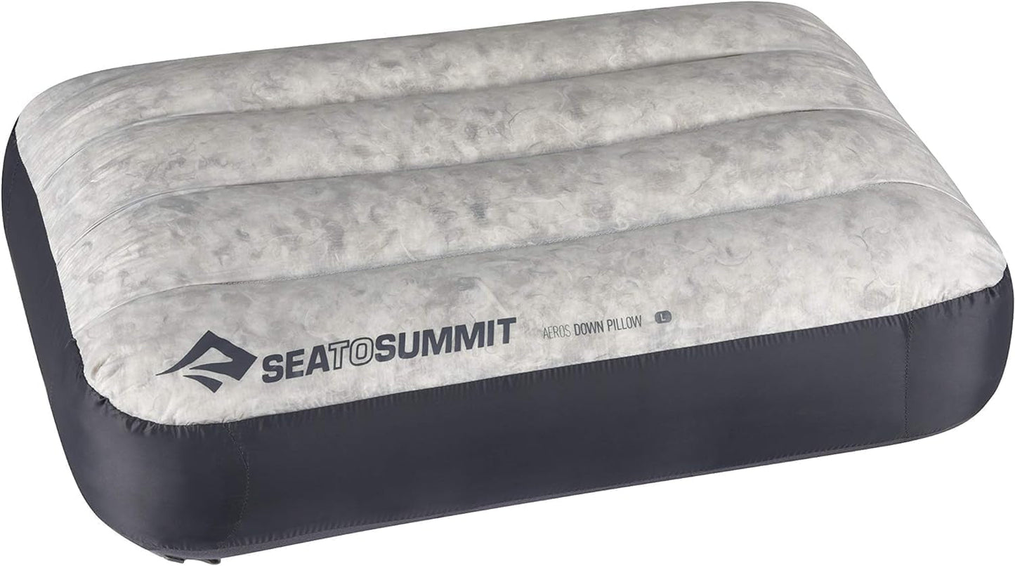 Sea to Summit - Almohada de Viaje Eros Down L - Ultraligera e Hinchable - Material 10D - Almohada de Plumón Premium - Antideslizante - Para Senderismo y Acampada - 42 X 28 X 12 Cm - Gris - 95 G Naty Shop Almohadas de Viaje Grande Gris