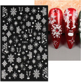 JMEOWIO Nagelsticker Weihnachten Weiß Glitter 8 Blatt Nail Art Sticker Selbstklebend Nagelaufkleber Schneeflocke Decoración navideña Nageldesign Zubehör