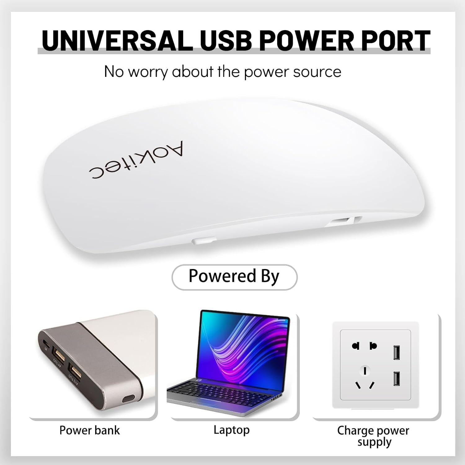 Aokitec Mini lámpara UV LED, lámpara de uñas de gel UV, secador de uñas portátil para todo tipo de esmalte de uñas de gel, herramienta de curado en forma de ratón, compacto, ligero con cable USB (blanco)