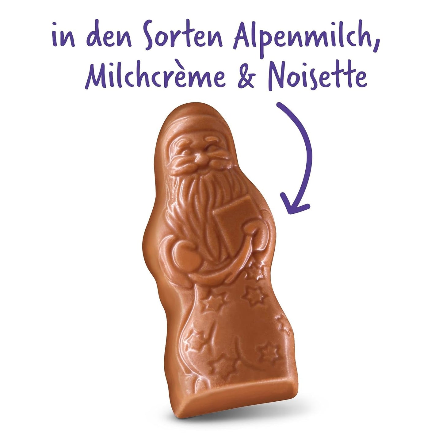 Milka Mini Santas – Mezcla de leche alpina, crema de leche y avellanas en envase individual festivo – 120 g