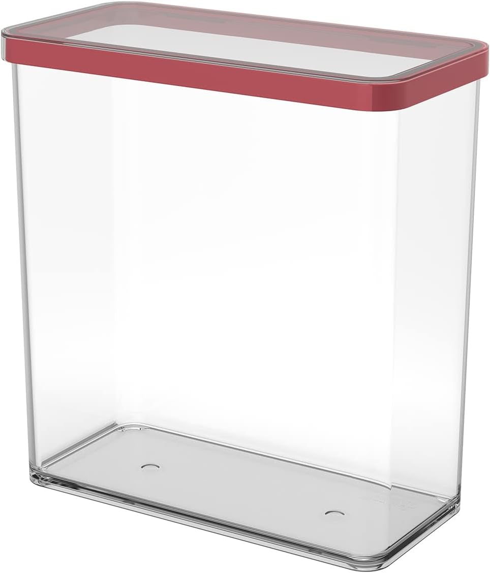 Rotho Loft Juego de 5 Botes con Tapa, Varios Tamaños, Plástico Alimentario (PP) Sin BPA, Transparente/Rojo, (21,4 x 21,4 x 23,5 cm) Cajas para Conservar Alimentos Naty Shop 3,2 L Rectangular