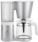 ZWILLING ENFINIGY Cafetera espresso de filtro con jarra de cristal de 1,5 l, cafetera espresso con caldera de acero inoxidable, función de floración y descalcificación inteligente, plástico, plata