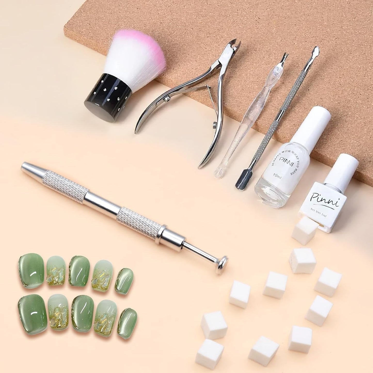 KASURE 300 piezas Nail Art Schwamm, Metall Mit Greifer Nagel Pinsel, Nageldesign Zubehör Für Nail Art, Schwammpinsel Für Farbverlaufs-Nageldesign