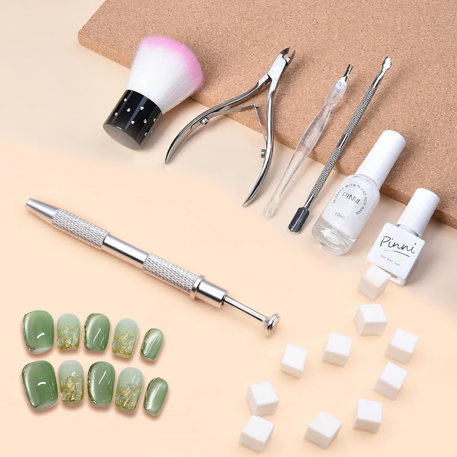 KASURE 300 piezas Nail Art Schwamm, Metall Mit Greifer Nagel Pinsel, Nageldesign Zubehör Für Nail Art, Schwammpinsel Für Farbverlaufs-Nageldesign