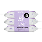 Naïf - Toallitas húmedas sin plástico - 162 piezas (3 paquetes de 54 toallitas cada uno) - para bebés y niños - culito, cuerpo, cara - con aloe vera y bambú - 0% fragancia y alcohol
