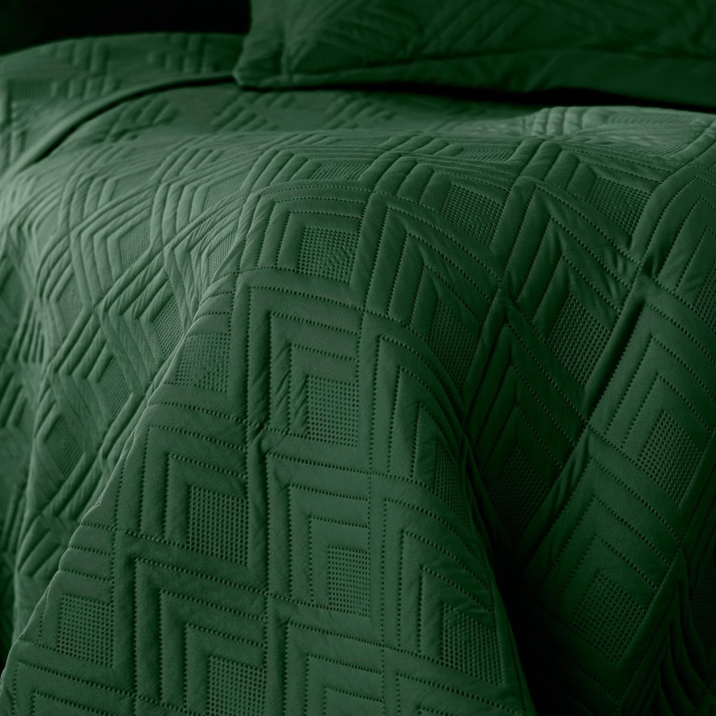 Ameliahome Colcha 170X210 Cm Colcha De Doble Cara Acolchado Ultrasónico Poliéster Ophelia Camas Y Mantas Verde Oscuro Besuche den AmeliaHome-Store