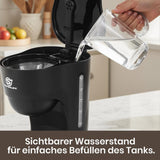 Cafetera de filtro de 1,25 L para 10 tazas de café filtrado, jarra de cristal apta para lavavajillas, termo, sistema antigoteo, apagado automático, 600 W, protección contra ebullición sin agua para el hogar y la oficina