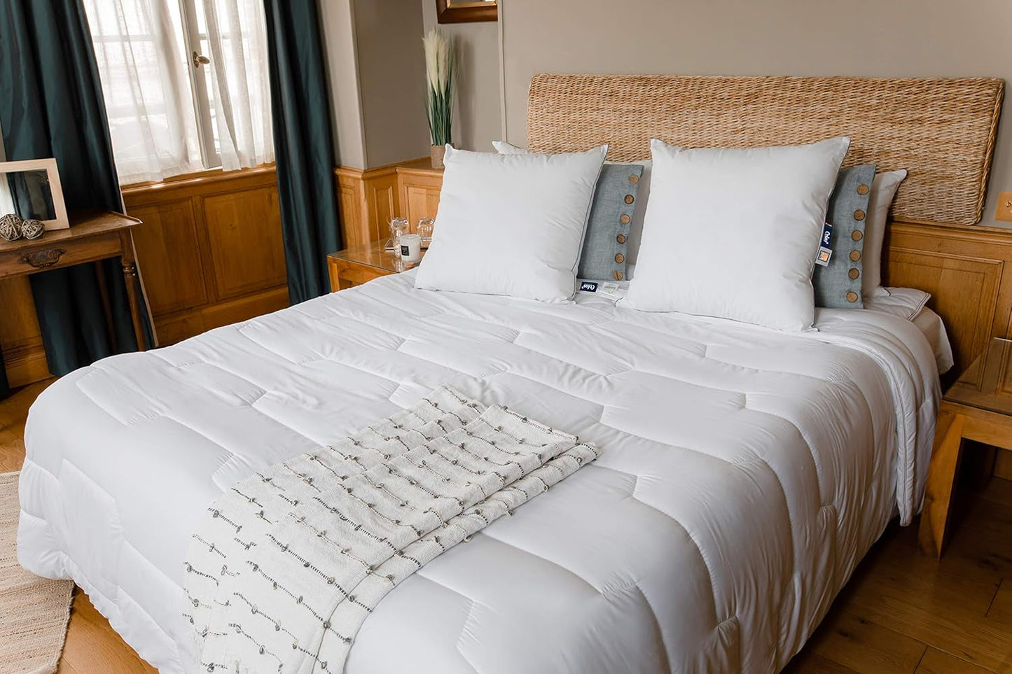 COLAS NORMAND Edredón antiácaros y antibacteriano, ligero, 200 X 200 cm, efecto duradero, perfecta higiene, microfibra, suave y confortable, lavable, francés, blanco 53130248 Naty Shop Edredones y Edredones