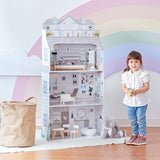 Teamson Kids Olivia's Little World Casa de muñecas gigante con muebles y accesorios, casa de muñecas de madera, juego de 3 niveles para muñecas de 30 cm, a partir de 3 años