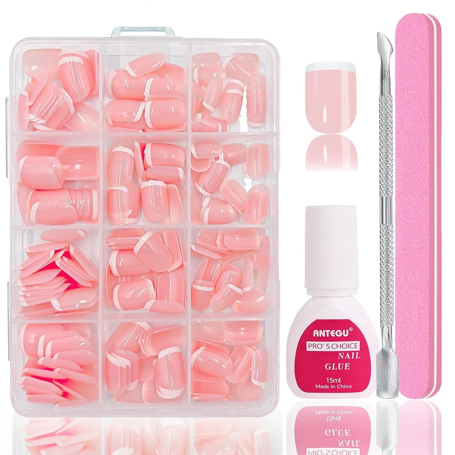 Juego de Uñas Postizas Bailarina - 240 Piezas Delicadas Uñas Postizas Rosa Lila, Pegamento de Cobertura Completa en Uñas Postizas, Juego de Puntas de Uñas Postizas para Manicura y Arte de Uñas para Mujeres y Niñas (Rosa Lavanda)