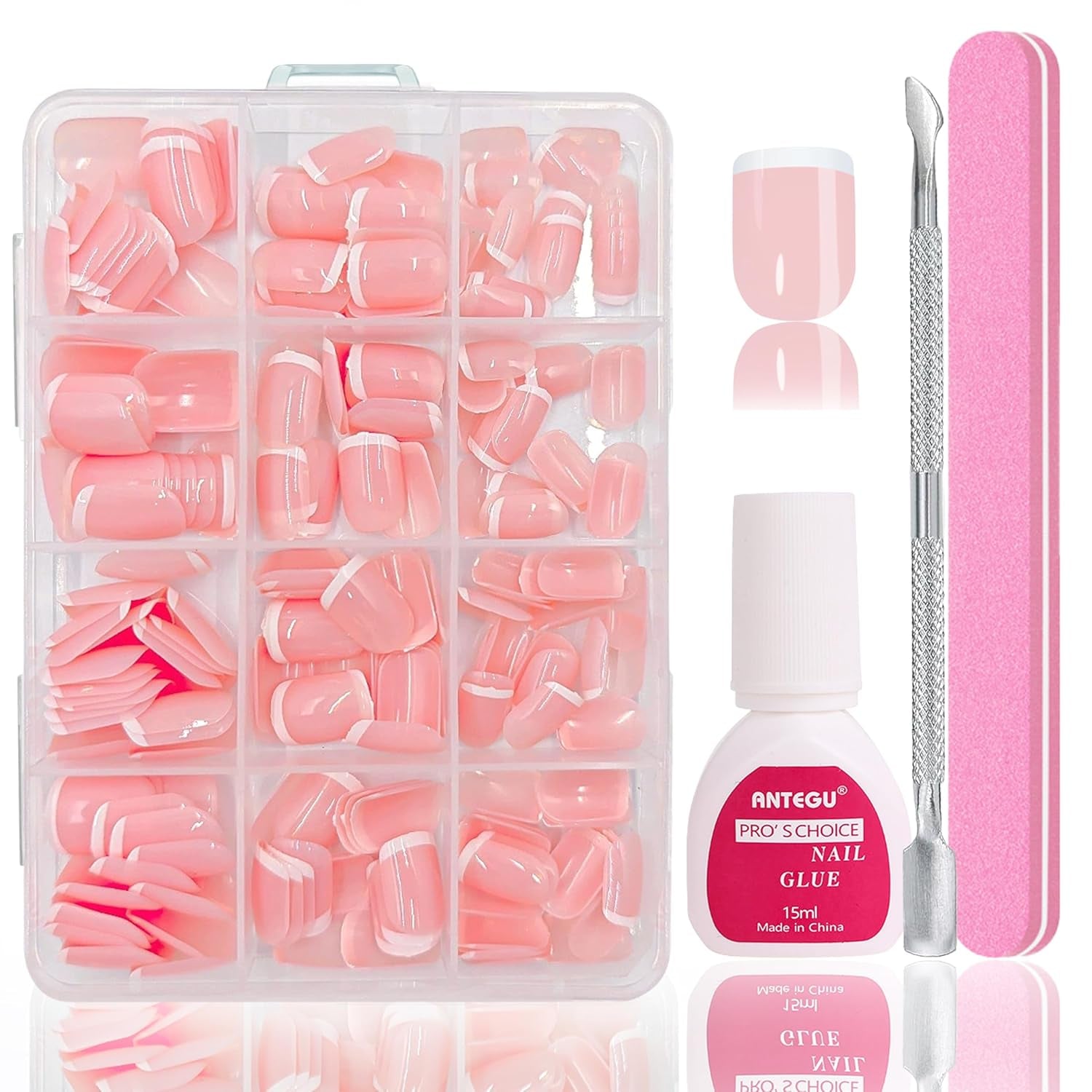 Juego de Uñas Postizas Bailarina - 240 Piezas Delicadas Uñas Postizas Rosa Lila, Pegamento de Cobertura Completa en Uñas Postizas, Juego de Puntas de Uñas Postizas para Manicura y Arte de Uñas para Mujeres y Niñas (Rosa Lavanda)