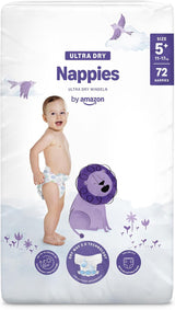 Pañales Amazon Ultra Dry, tamaño 1 (2-5 kg) - Caja mensual, blanco, 96 unidades (2 paquetes de 48) (anteriormente marca Mama Bear, producto idéntico)