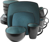Gibson 99813.16R Elite Soho Lounge Reactive Glaze Vajilla para 4 personas, 16 piezas, efecto bicolor azul-verde/negro