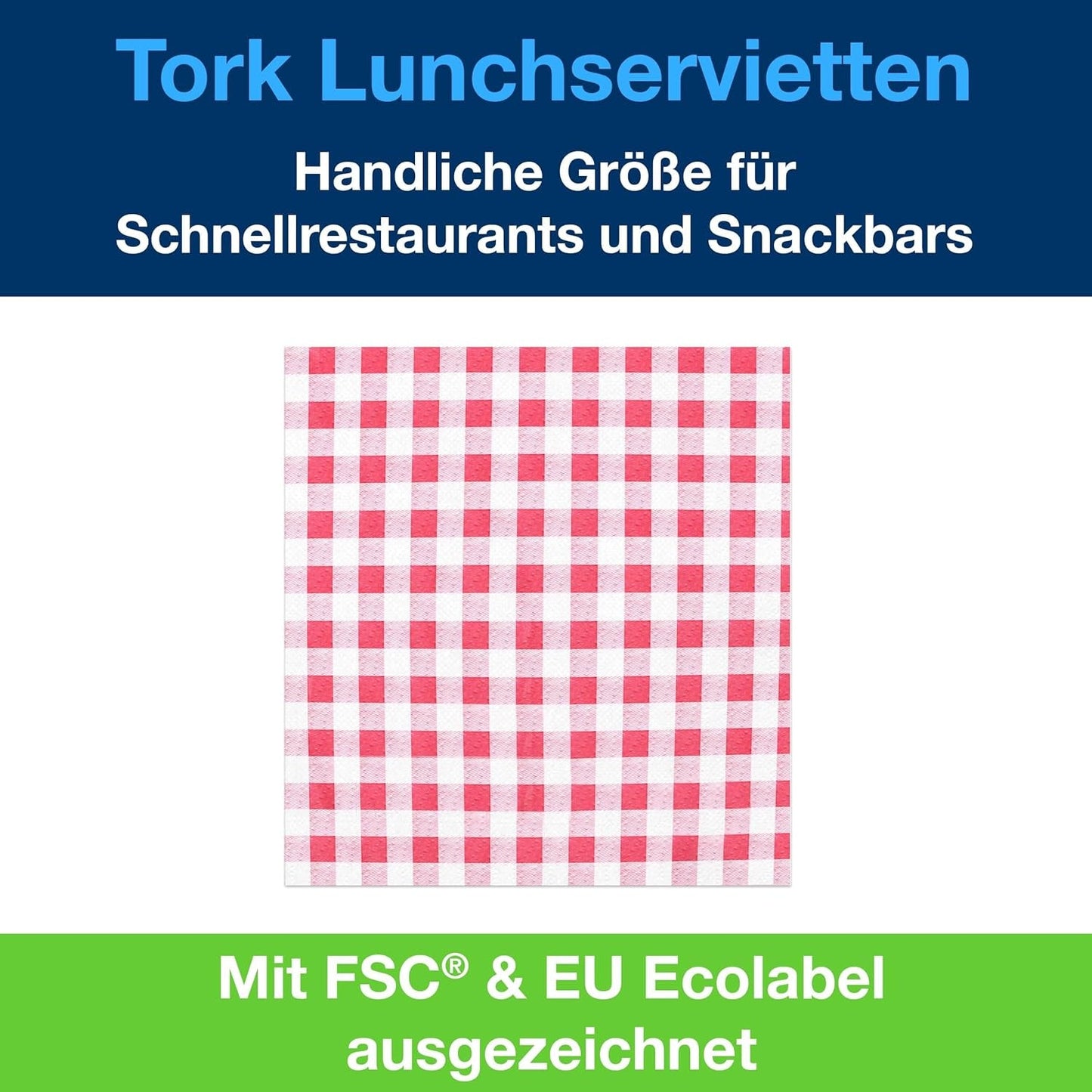 Servilleta de almuerzo Tork Bistrored, pliegue 1/4, 1 capa, 33 cm × 33 cm, 8 × 400 servilletas, 509359