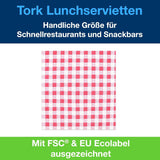 Servilleta de almuerzo Tork Bistrored, pliegue 1/4, 1 capa, 33 cm × 33 cm, 8 × 400 servilletas, 509359