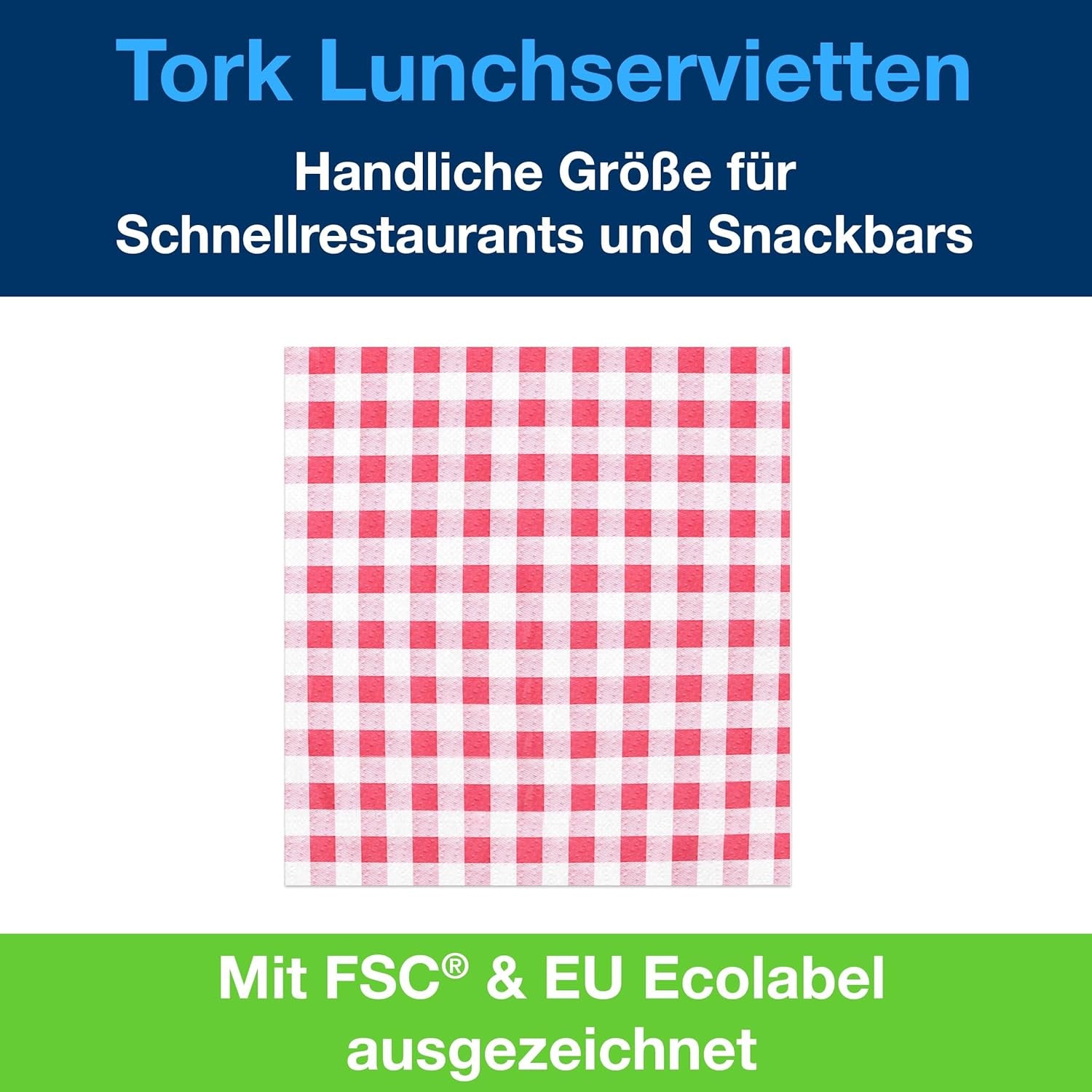 Servilleta de almuerzo Tork Bistrored, pliegue 1/4, 1 capa, 33 cm × 33 cm, 8 × 400 servilletas, 509359