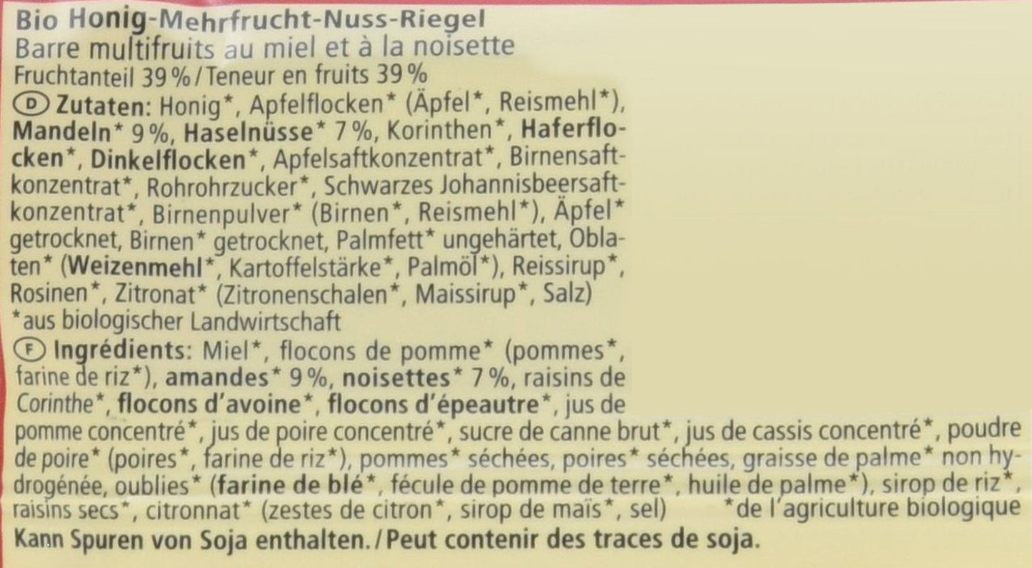 Bio Obstsalat-Riegel, paquete de 16 unidades (16 x 40 g)