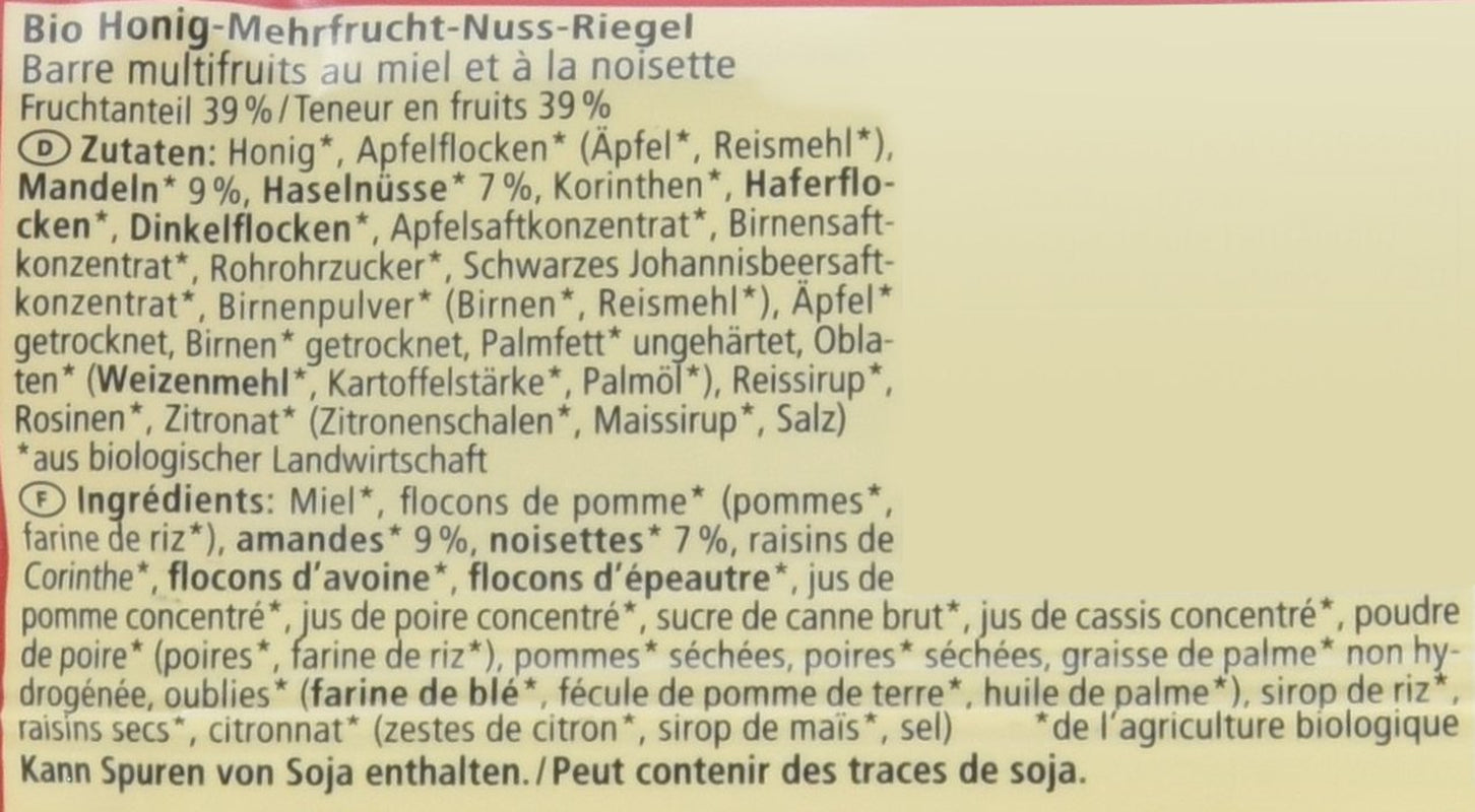Bio Obstsalat-Riegel, paquete de 16 unidades (16 x 40 g)