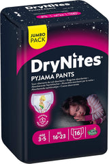 DryNites Pantalones de pijama para niñas de 3 a 5 años 1 paquete (1 x 16 piezas)