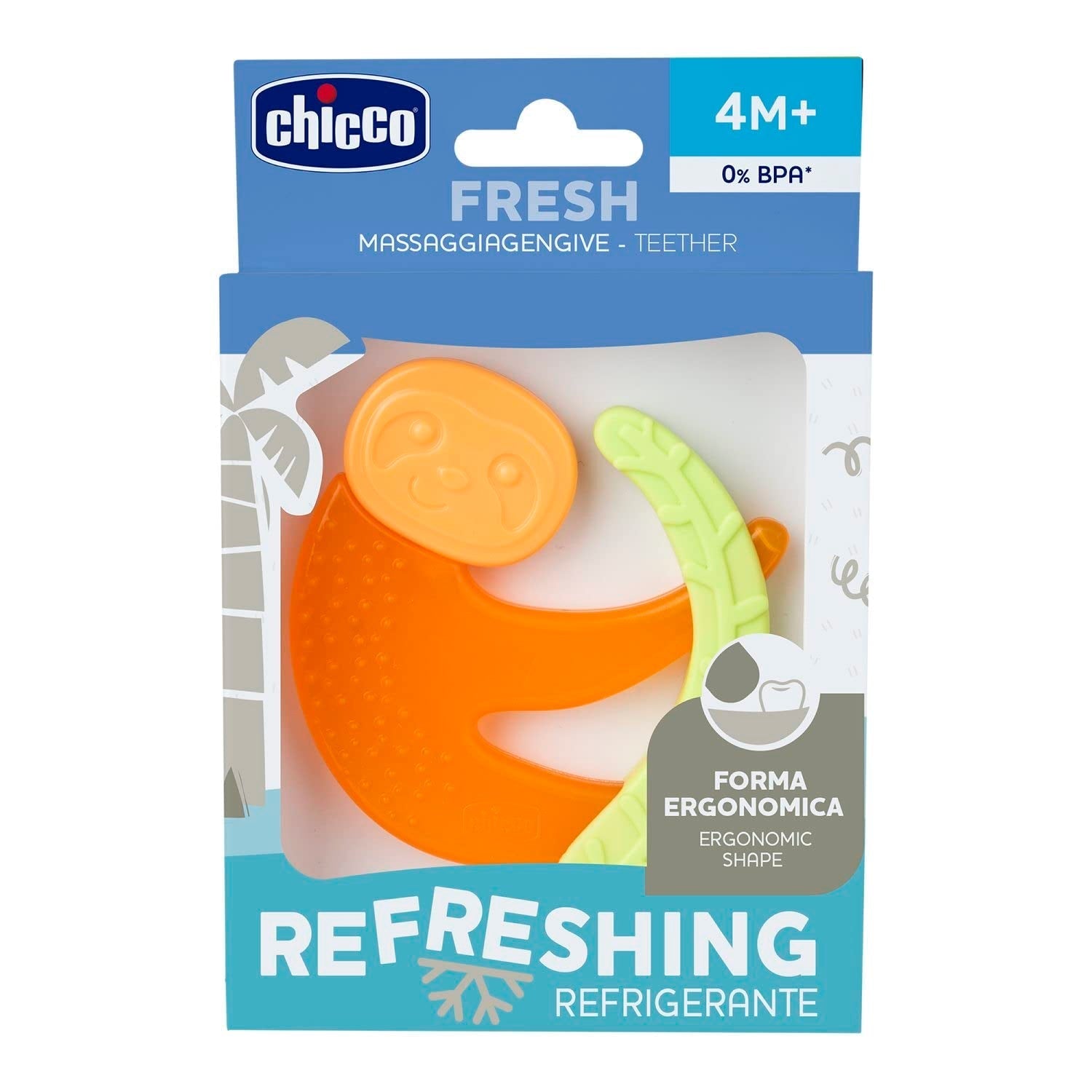 Chicco Mordedor Fresh&Relax Mono o Perezoso, 4M+, lleno de agua esterilizada
