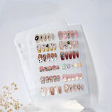 Juego de organizador de uñas A5 con cierre de grapas y hojas extraíbles - Caja transparente resistente + 6 almohadillas adhesivas y libro de almacenamiento de uñas artificiales/adhesivo desmontable - Ideal para almacenamiento, presentación