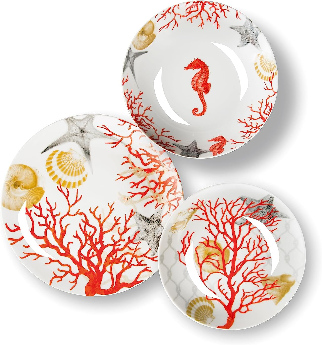 Servicio de mesa Excelsa Coral, 18 piezas, porcelana, rojo