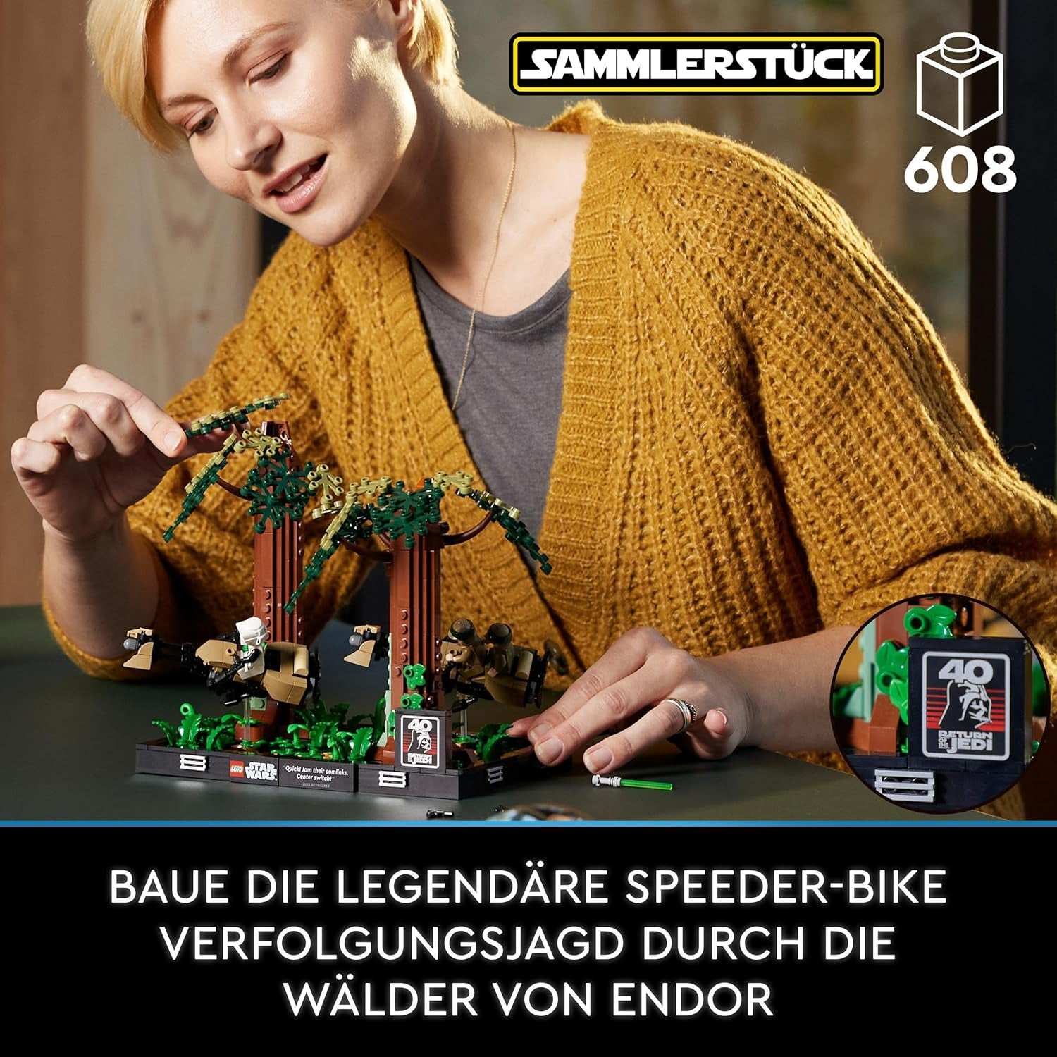 LEGO 75353 Star Wars Persecución en Endor - Set de diorama, El regreso del Jedi con Luke Skywalker, la princesa Leia y el soldado explorador y motos deslizadoras, sets de construcción del 40.º aniversario Consultar en LEGO-Store
