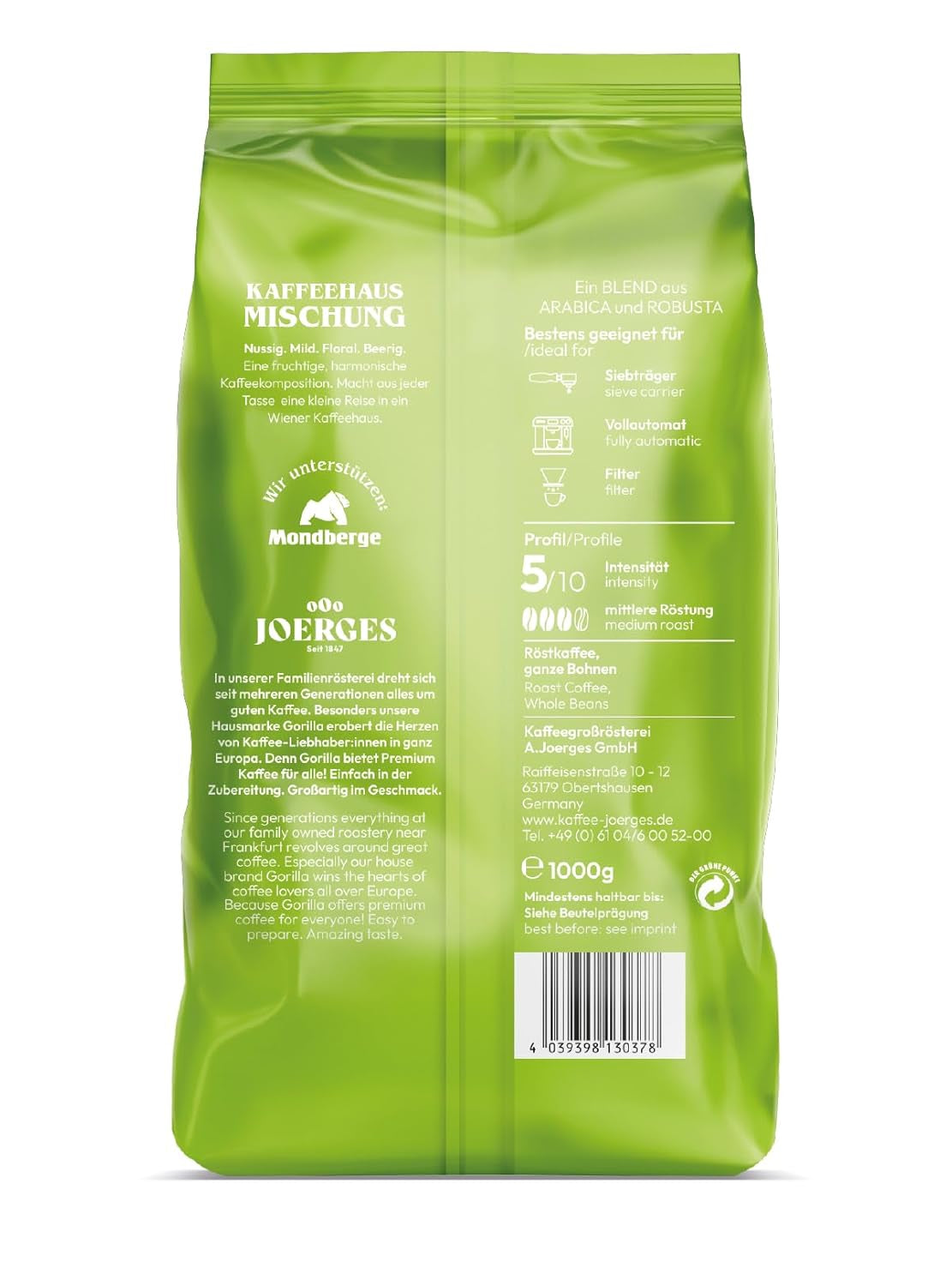 Mezcla de café Joerges, 1 kg (el embalaje puede variar) (Paquete de 2)