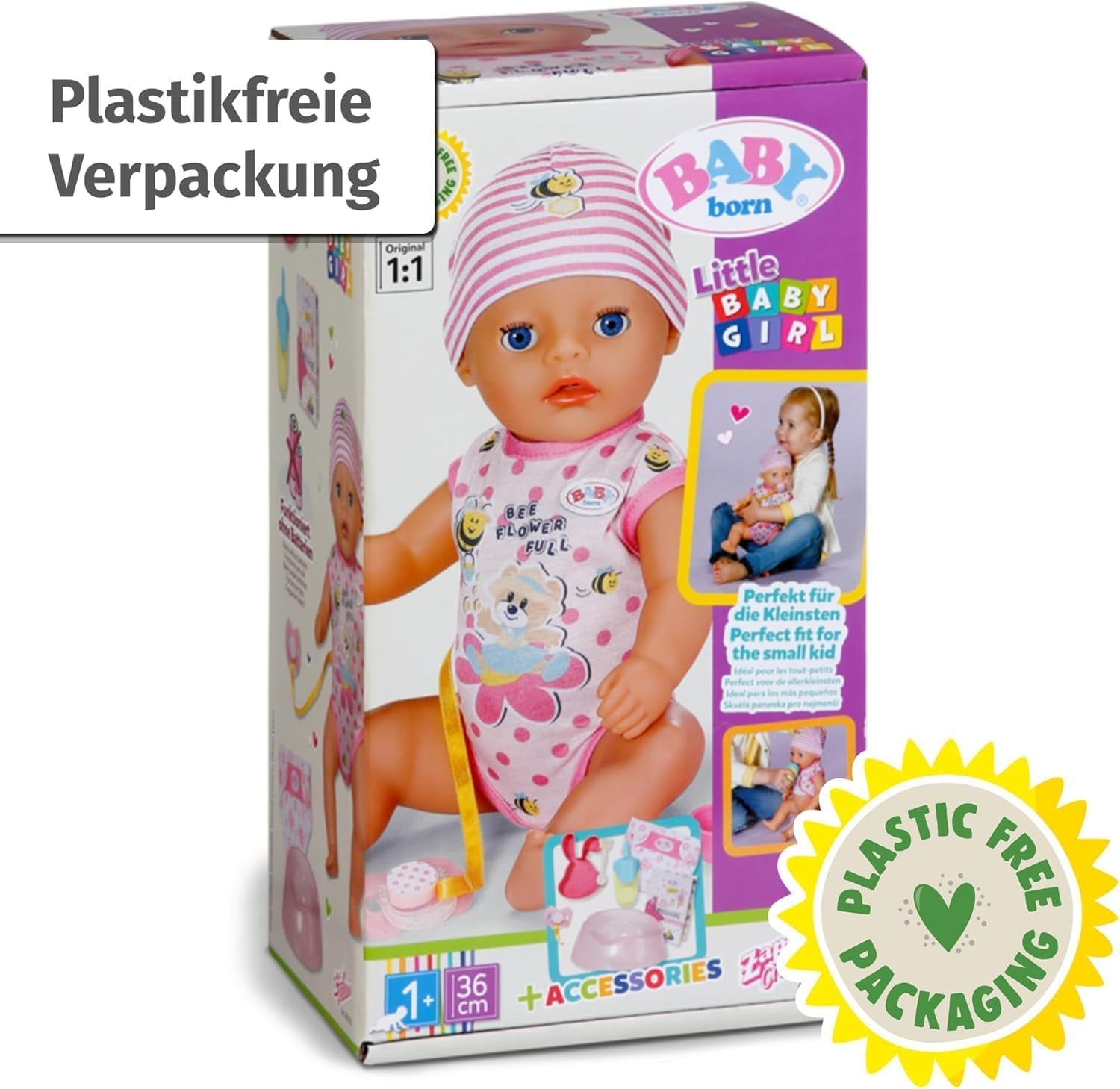 BABY Born Lena (niña) 36 cm, muñeca con 7 funciones para niños a partir de 1 año, funciona sin pilas, muñeca grande 36 cm, 834596 Zapf Creation, muñecas Naty Shop rosa