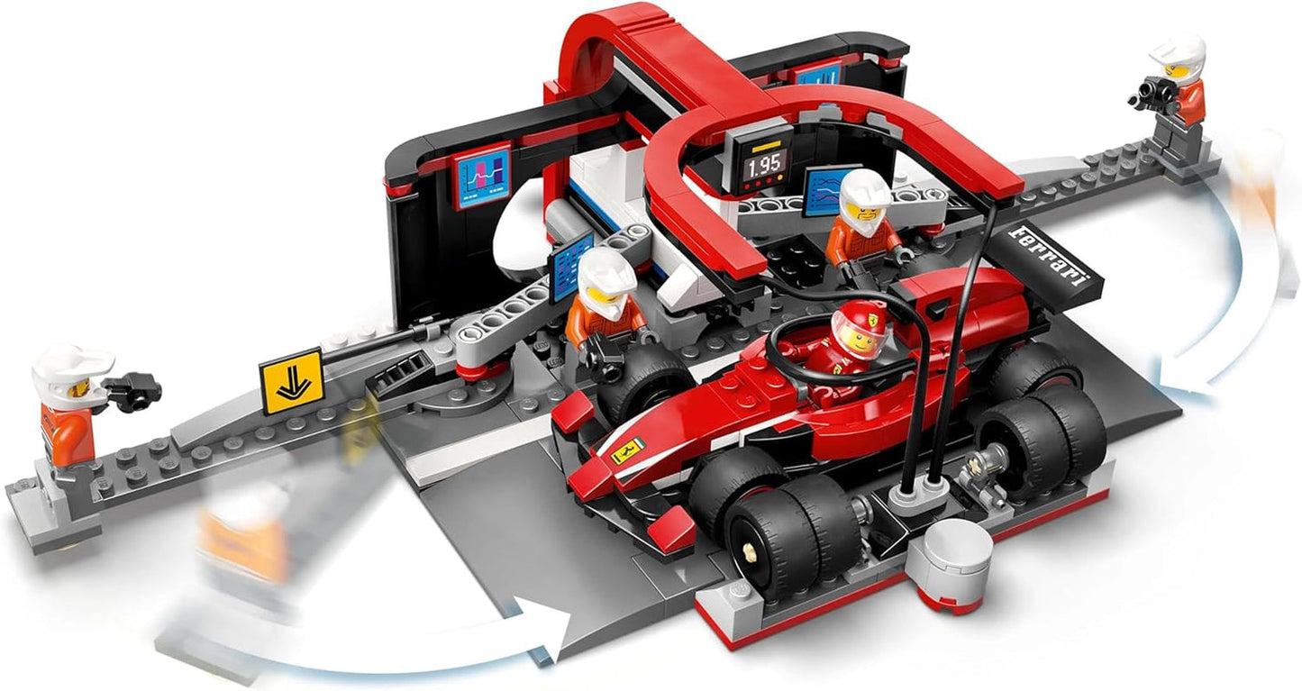 LEGO City Parada en boxes de F1 con equipo y Ferrari Speedster - Set de parada en boxes de Fórmula 1 con 1 piloto de carreras y 4 minifiguras mecánicas - Coche de carreras de juguete para niños y niñas mayores de 6 años - 60443 Juegos de construcción Beuche den LEGO-Store