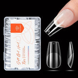 Modelones Puntas de Uñas 216 Piezas - Juego de Puntas de Uñas de Cobertura Completa, Juego de Puntas de Gel Suave, Puntas de Uñas de Resina PMMA Prepulido, Pegamento DIY en Uñas Artificiales, Almendras Cortas XS