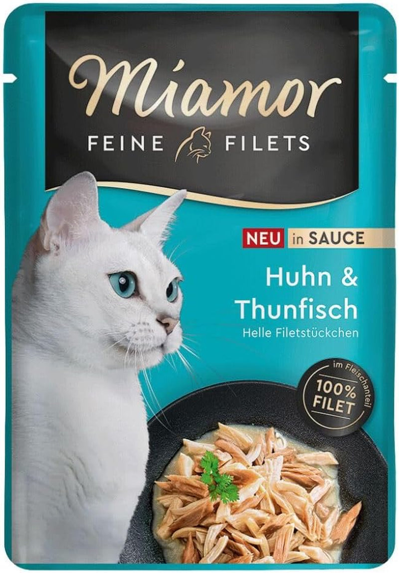 - Filetes finos en salsa | Comida húmeda para gatos adultos con trozos de filete en salsa. Alimento complementario bajo en grasas en bolsa frescor, sin aditivos artificiales | 24 x 100 g Atún Puro