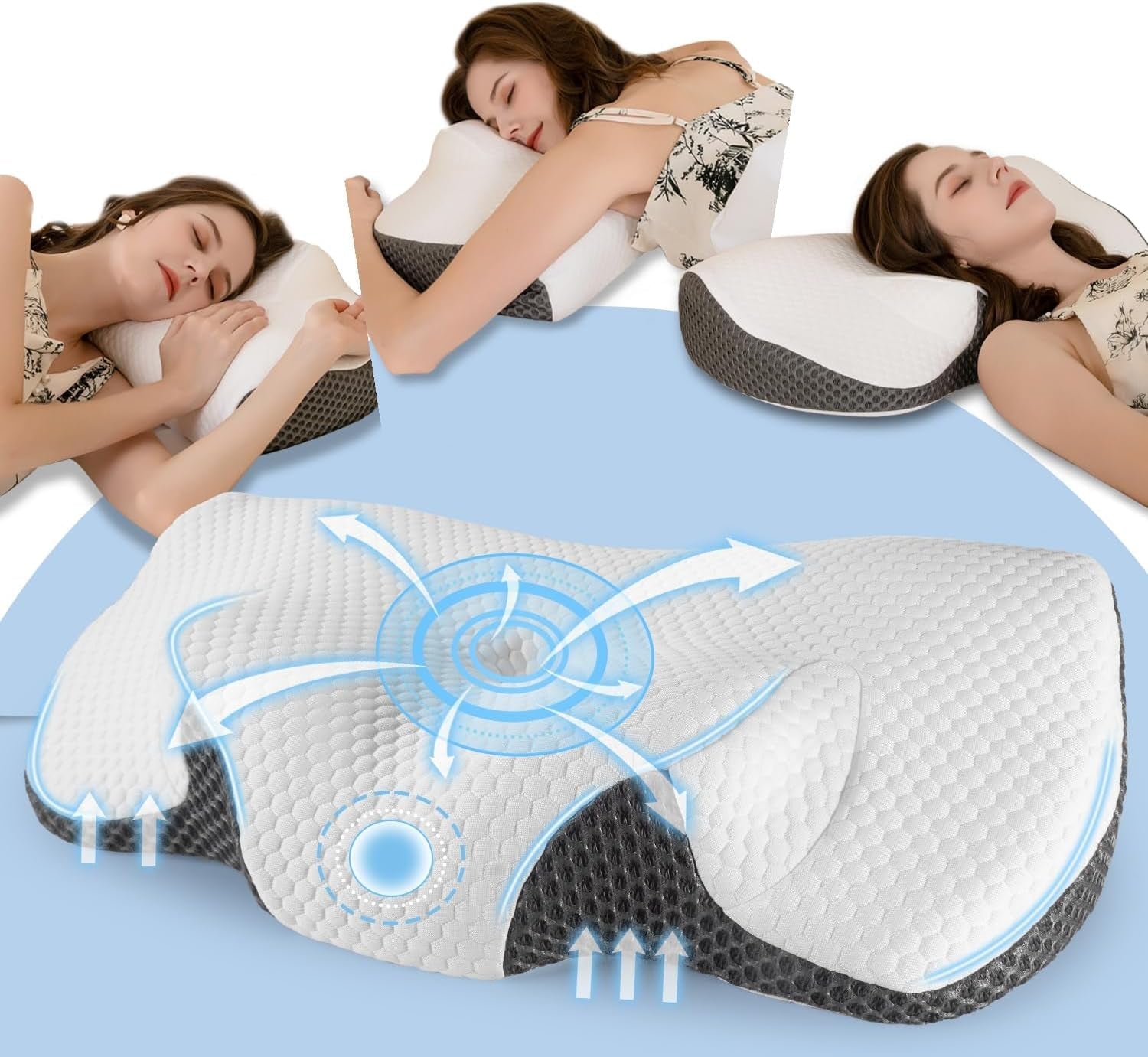 Almohada para el cuello Almohada ortopédica de espuma viscoelástica para el dolor de cuello Almohada ergonómica para un soporte óptimo Almohada de soporte para el cuello para soporte lateral de la espalda y abdominales Almohadas ortopédicas cervicales Naty Shop Título predeterminado