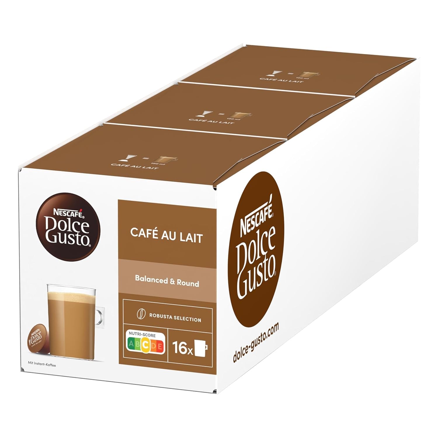 NESCAFÉ DOLCE GUSTO Café au Lait Kaffeekapseln Paquete de 6 (6 x 16 Kapseln)