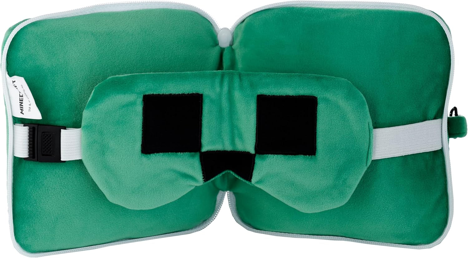 Puckator Relaxeazzz Minecraft Creeper Almohada de Viaje de Felpa y Antifaz Reposacabezas Almohada para Dormir Almohada para el Cuello Almohada de Viaje Antifaz para Dormir Niños y Adultos para Viajes Coche Tren Avión Accesorio Almohadas de Viaje Naty Shop