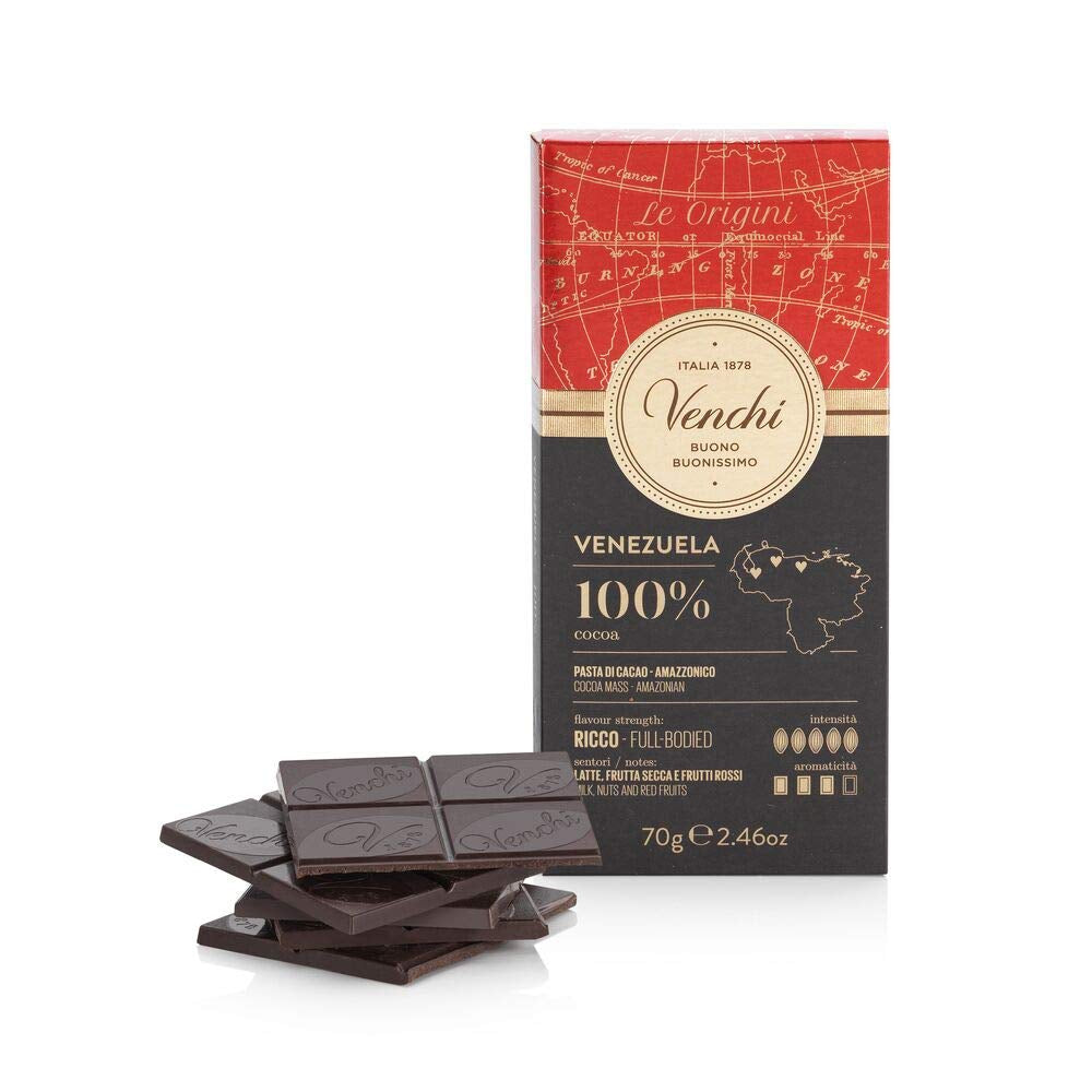 Venchi - Barra de chocolate 85%, 70g - Con crujientes granos de cacao tostados - Sin gluten - Vegano