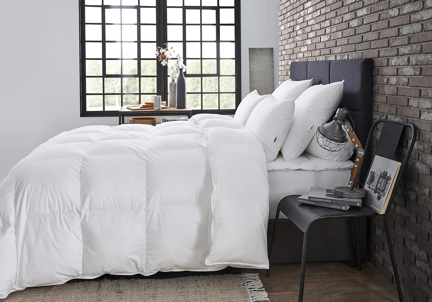 DODO 40381220 Manta Helsinki, material exterior algodón percal, relleno plumón de pato/piel, 240 Cm 220 Cm, blanco Edredones y edredones Naty Shop
