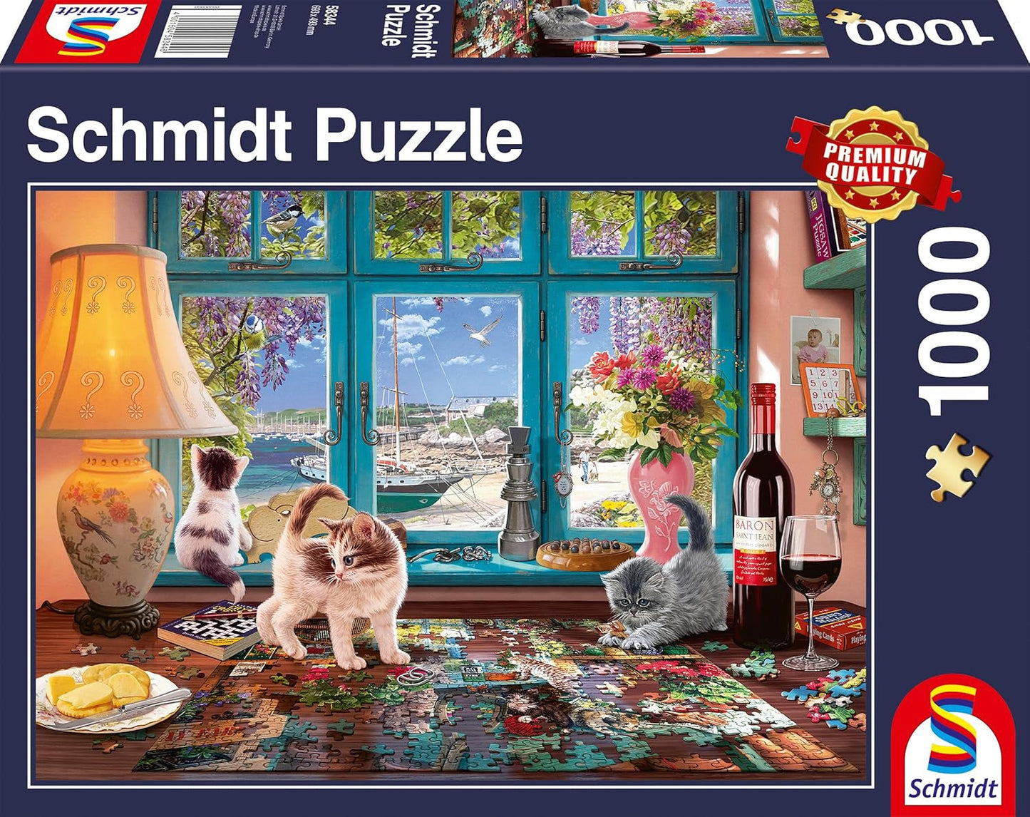 Schmidt Spiele 58344 En la mesa del rompecabezas, rompecabezas de 1000 piezas Puzzle Naty Shop Título predeterminado