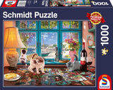 Schmidt Spiele 58344 En la mesa del rompecabezas, rompecabezas de 1000 piezas Puzzle Naty Shop Título predeterminado