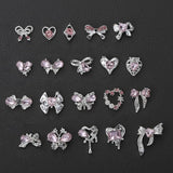 Luxus Rosa Diamant Nagel Charms 3D Butterfly Nail Art Charms Bow Nail Charms Y2K Heart Charms Nägel Zubehör Schmetterling Herz Schleife Nageldesign Edelsteine ​​​​Strasssteine ​​​​Glitzersteine ​​​​Nagelschmuck