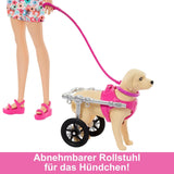 Muñeca Barbie Dog Duo y accesorios, incluye perro pequeño y perro grande con silla de ruedas, correa, plato de comida, cama para mascotas y huesos de golosina, a partir de 3 años, HTK37 Naty Shop Dolls