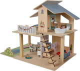 Eichhorn - Casa de muñecas con accesorios - incl. mueble y 3 figuras, sin montar, madera, 25 piezas, 53x36x44 cm, a partir de tres años