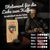 ASADO EN BLANCO - Barista Tattoo Espresso - 1000g - im Langzeit Trommel-Röstverfahren geröstet - Bohnen aus den besten Anbaugebieten - Premium Arábica y Edel Robusta - schokoladig & nussig - säurearm